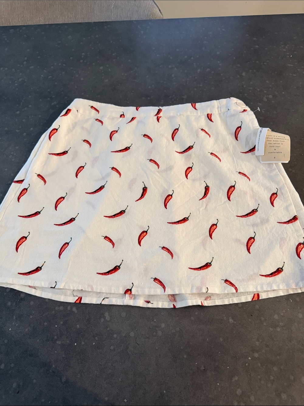 White Mini Skirt with Red Chili Pepper Print